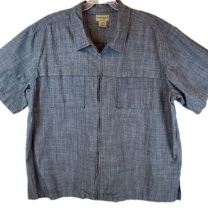 Vintage Scandia Woods Mens Zip Up Jacket Charcoal Gray Short Sleeve Unique 2XL